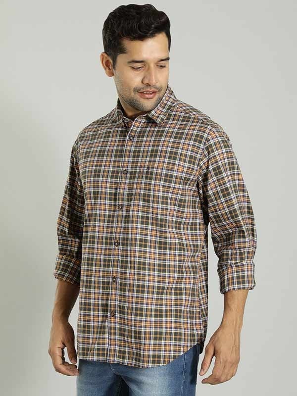 Indian Terrain Men's Slim Fit Full Sleeve Checkered Multicolor Shirt